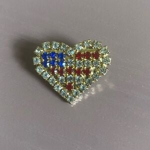 Vintage Heart-Shaped Brooch with Red and Blue